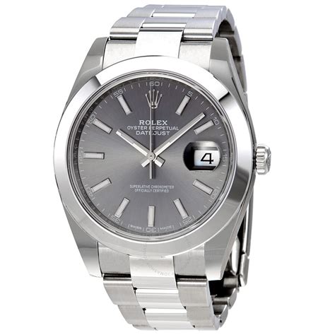 rolex oyster perpetual datejust rhodium dial watch